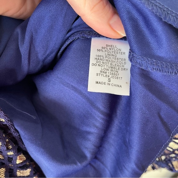 Just Me Navy Blue Fit & Flare Dress | Size Small purple gold women’s party Y2K - Picture 9 of 15